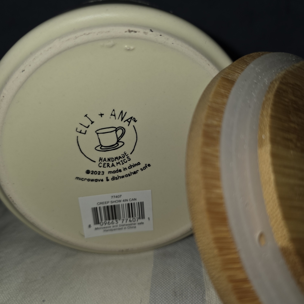 Eli + Ana Black Cat Creep Show Jar with Bamboo Lid NEW - Picture 3 of 4